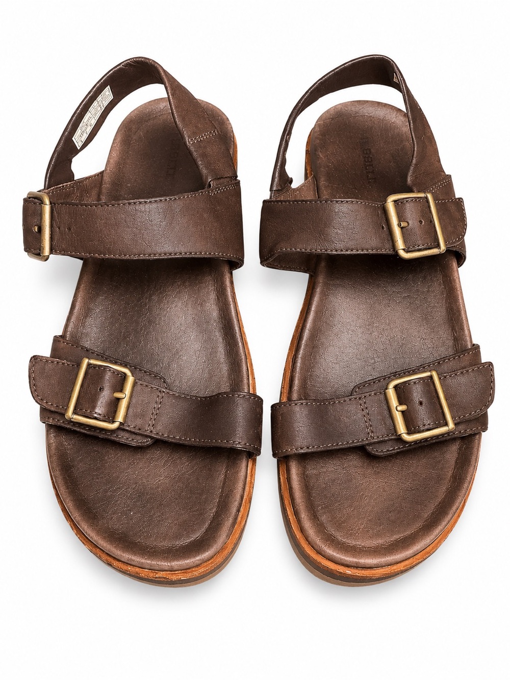 Merrell Espresso Brown Leather Sandals with Buckle Accents
